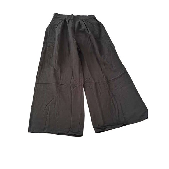 NOFLIK Black 100% Cotton Wide Leg Pants Smocked Waist Coastal Relaxed S NWT - Picture 6 of 15